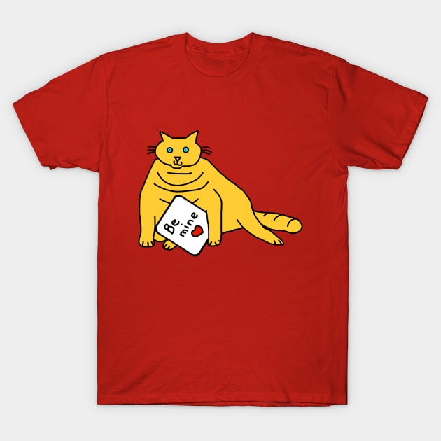 Cute Chubby Kitty Cat says Be Mine on Valentines Day T-Shirt by ellenhenryart
